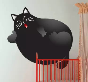 Vinilo infantil gato negro recostado - TenVinilo