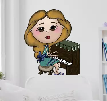 Vinilo infantil ilustración pianista - TenVinilo
