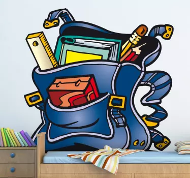 Vinilo infantil la mochila del cole - TenVinilo
