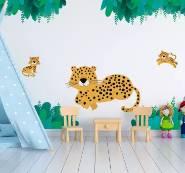 Vinilo para niñis de leopardo mamá y bebés - TenVinilo