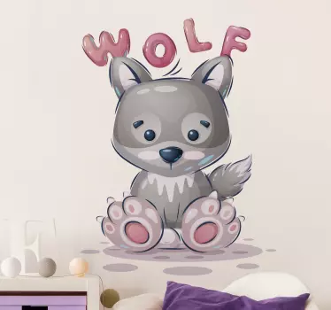 Vinilo infantil lobo de dibujos animados tierno - TenVinilo