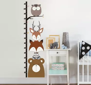 Vinilo infantil medidor animales bosque - TenVinilo