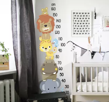 Vinilo infantil medidor de altura y animales - TenVinilo