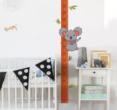 Vinilo habitación infantil Medidor dibujo koala - TenVinilo