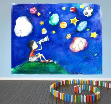 Vinilo infantil mirando astros - TenVinilo