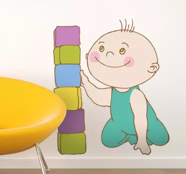 Vinilo infantil montando cubos - TenVinilo