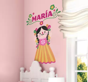 Vinilo pared muñeca Mexicana personalizable - TenVinilo