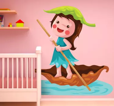 Vinilo infantil niña barquera - TenVinilo