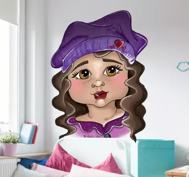 Vinilo infantil niña boina - TenVinilo