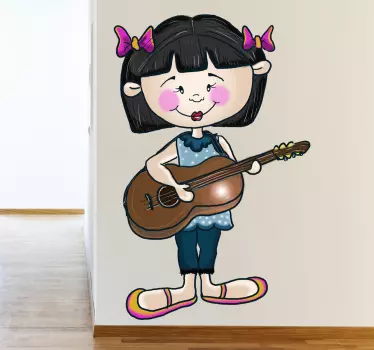 Vinilo infantil niña guitarrista - TenVinilo