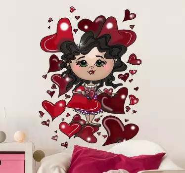 Vinilo infantil niña muchos corazones - TenVinilo