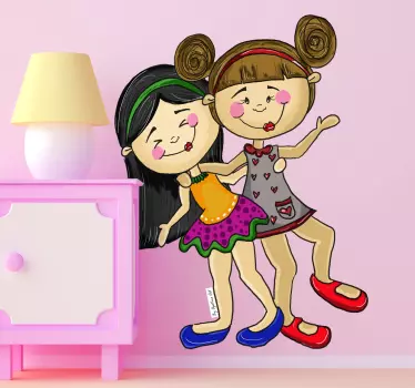 Vinilo infantil niñas juguetonas - TenVinilo