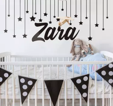 Vinilo infantil con nombre noche estrellada - TenVinilo