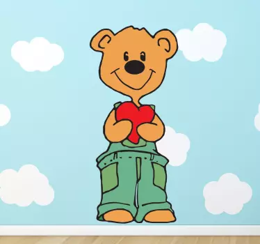 Vinilo infantil oso amoroso corazon rojo - TenVinilo