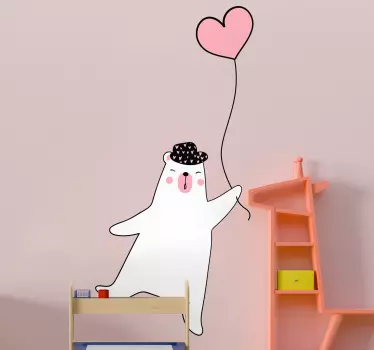 Vinilo habitación infantil oso polar con globo - TenVinilo