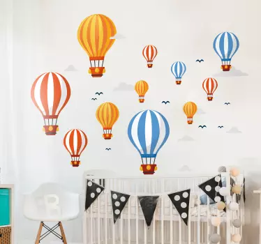 Vinilo habitación infantil Patron globos aerostaticos - TenVinilo