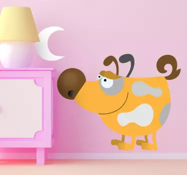 Vinilo infantil perro amarillo luna - TenVinilo