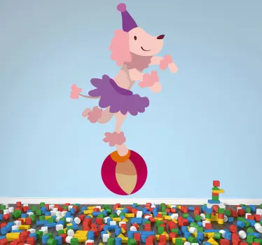 Vinilo infantil perro caniche circo - TenVinilo