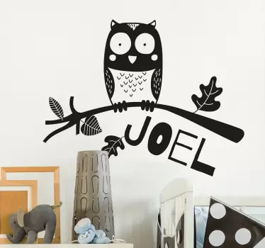 Vinilo infantil personalizable búho - TenVinilo