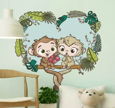 Vinilo habitación infantil Ramas changuitos - TenVinilo