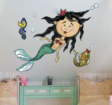 Vinilo infantil sirena bajo el mar - TenVinilo
