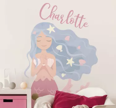 Vinilo infantil sirena con nombre - TenVinilo