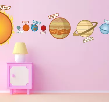 Vinilo infantil sistema solar color - TenVinilo