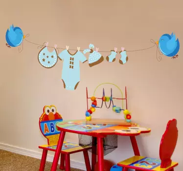 Vinilo infantil tendedero ropa niño - TenVinilo