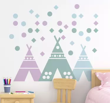 Vinilo para niños tiendas de campañas coloridas - TenVinilo