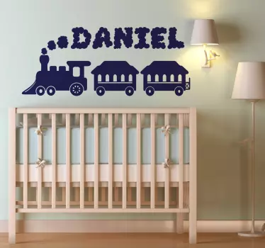 Vinilo infantil tren con nombre - TenVinilo