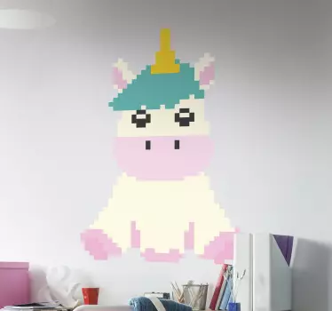 Vinilo pared unicornio pixel art - TenVinilo