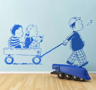 Vinilo infantil vagoneta bebés - TenVinilo