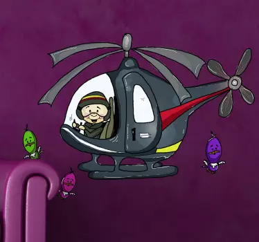 Vinilo infantil viaje en helicóptero - TenVinilo