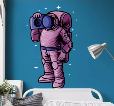Vinilo espacio astronauta curioso explorando - TenVinilo