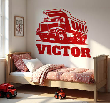 Vinilo juguete camión de construcción personalizado - TenVinilo