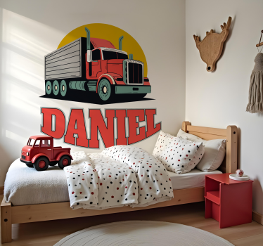 Vinilo juguete camión rojo personalizado - TenVinilo