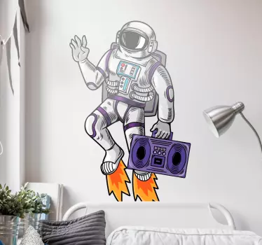 Vinilo para niños astronauta saludando - TenVinilo