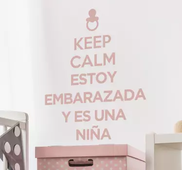 Vinilo keep calm embarazada niña - TenVinilo