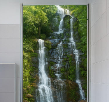 Vinilo mampara baño cascada de roca natural - TenVinilo