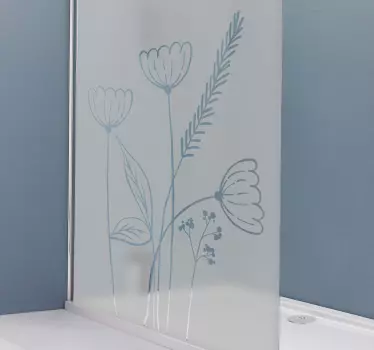 Vinilo mampara baño decoración con flores - TenVinilo