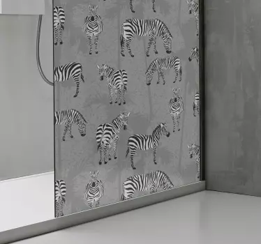 Vinilo mampara baño diseño de rayas de cebra - TenVinilo