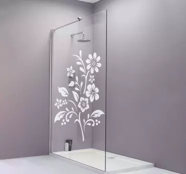 Vinilo mampara baño diseño de vides florales - TenVinilo