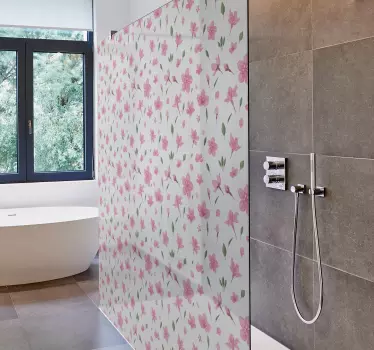 Vinilo mampara baño elemento botánico generativo - TenVinilo