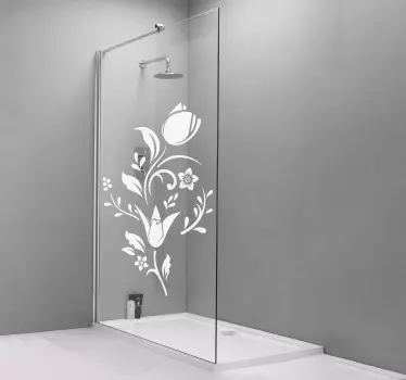 Vinilo mampara baño flora elegante - TenVinilo