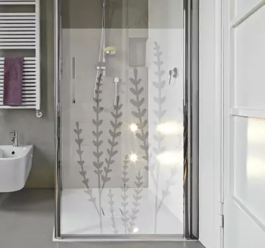 Vinilo adhesivo floral translúcido mampara baño - TenVinilo