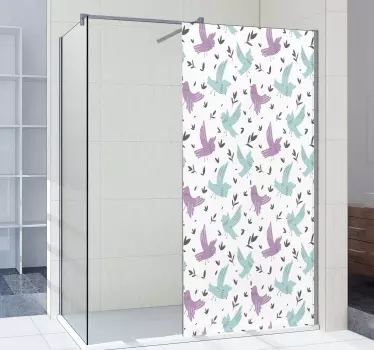 Vinilo mampara baño motivo de aves vibrantes - TenVinilo