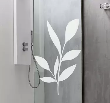 Vinilo mampara baño motivo de hoja minimalista - TenVinilo
