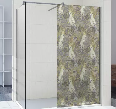 Vinilo mampara baño motivos aviares elegantes - TenVinilo