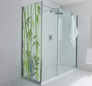 Vinilo mampara baño pantalla de ducha bambú - TenVinilo