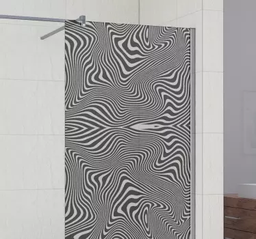 Vinilo mampara baño patrón ondulado en blanco y negro - TenVinilo
